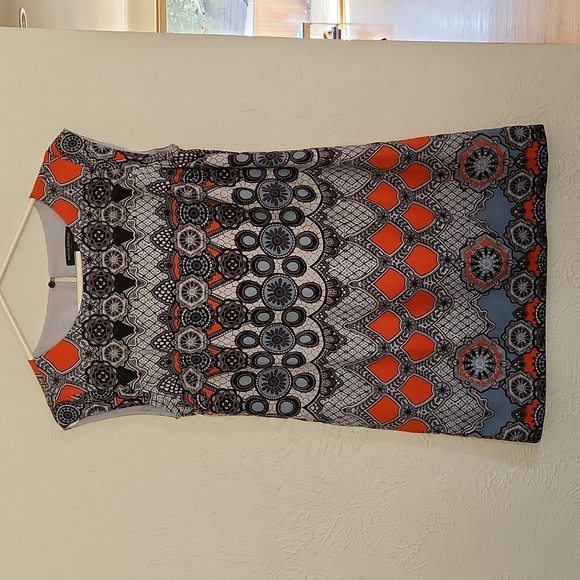 Banana Republic black/grey/orange shift dress/tunic, size 4P - Picture 1 of 10